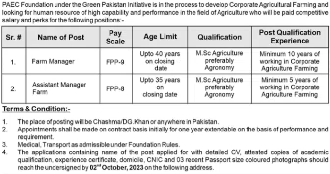 Pakistan Atomic Energy Jobs Advertisement 2025